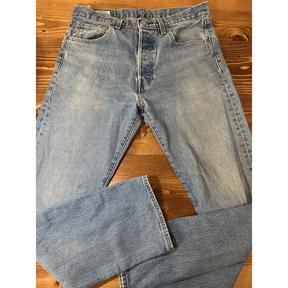 Levis 501 93 Jeans Men 32x32 Blue Premium Distress Denim Button Fly USA - Picture 5 of 9